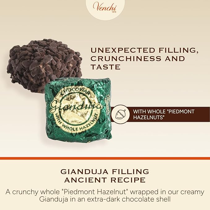 Venchi - Chocoviar Gianduja 35.27 oz Bag of Gianduja Chocolates Made Exclusively with Piedmont Hazelnuts Gluten-Free No Artificial Colors or Preservatives