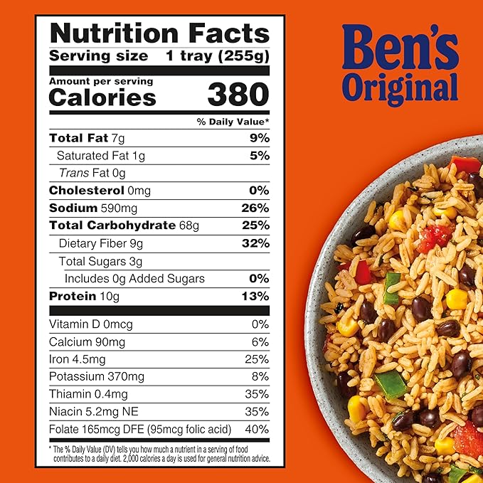 BEN'S ORIGINAL Street Food Bean &amp Rice Burrito Bowl Prepared Entrée Microwavable Heat-&amp-Eat Bowl in 90 Seconds 9 oz (Pack of 6)