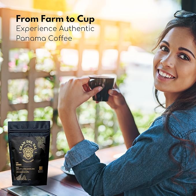 Gran Del Val Panama Geisha Coffee – 2.2 oz Whole Bean – Great for Sampling Washed Light Roast from Boquete Highlands – Notes of Jasmine Citrus Floral &amp Sweet Caramel
