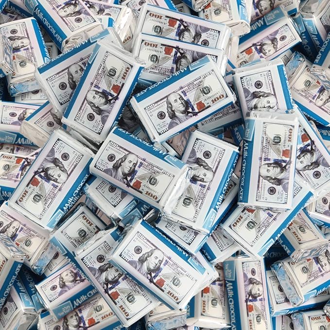 Money Chocolate Bars 4oz Bag of Money Themed Candy Perfect Chocolate Dollar Bills for Party Favors Piñatas Classroom Rewards or Holiday Stockings Great for Kids Adults Teachers and Collectors (