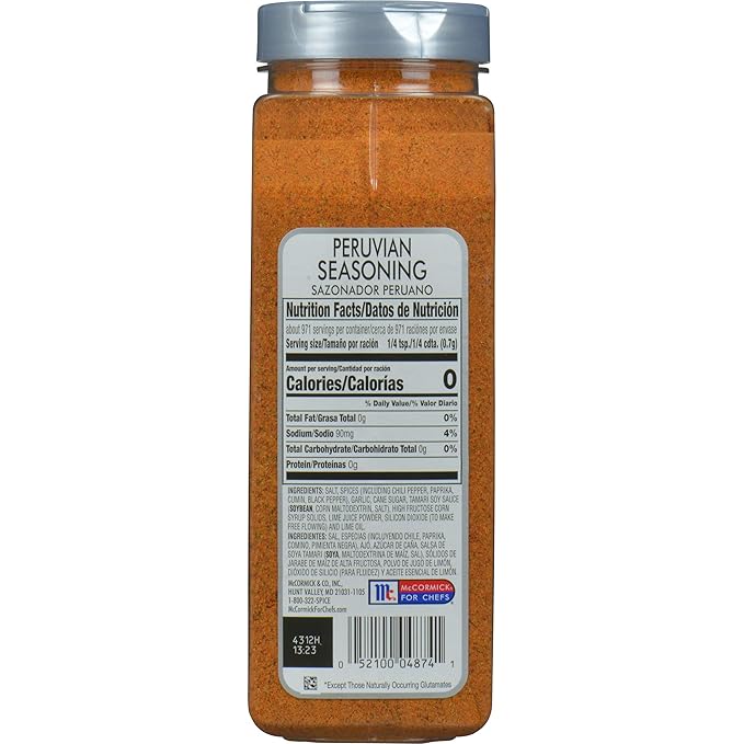 McCormick Culinary Peruvian Seasoning 24 oz - One 24 Ounce Container Peruvian Spices Perfect for Seasoning on Lamb Chicken Bowls Plantains Roasted Vegetables and More