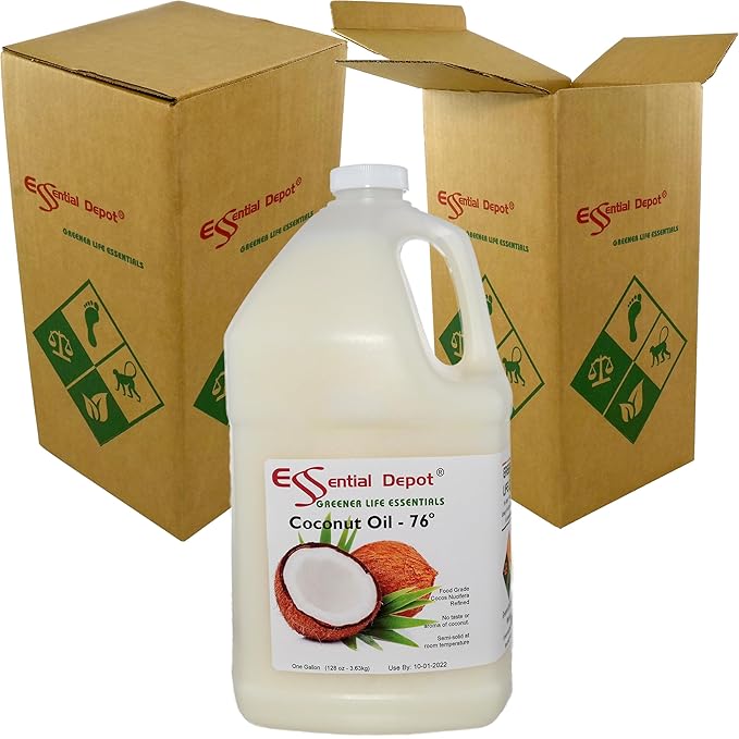 Coconut Oil - 76F - 7 lb in a 1-gallon jug - No Scent/Odor - also called Coconut Butter - Food Grade - safety sealed HDPE container with resealable lid - microwave-safe (remove foil seal) freezer-saf