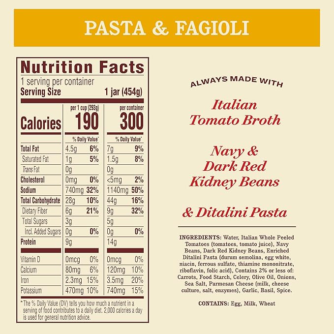 Rao's Homemade Pasta Fagioli Soup 16 Ounce Pack of 6