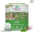 ORGANIC INDIA Tulsi Green Tea Bags - Holy Basil Tea African Basil Stress Relieving Immune Support USDA Certified Organic Premium Darjeeling Green Tea Caffeinated - 18 Infusion Bags 3 Pack