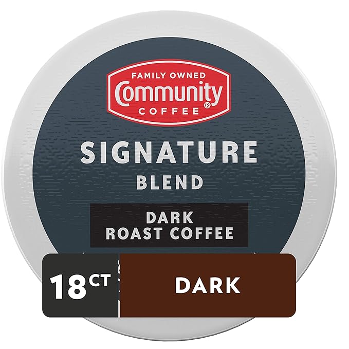Community Coffee Signature Blend 18 Count Coffee Pods Dark Roast Compatible with Keurig 2.0 K-Cup Brewers Box of 18 Pods