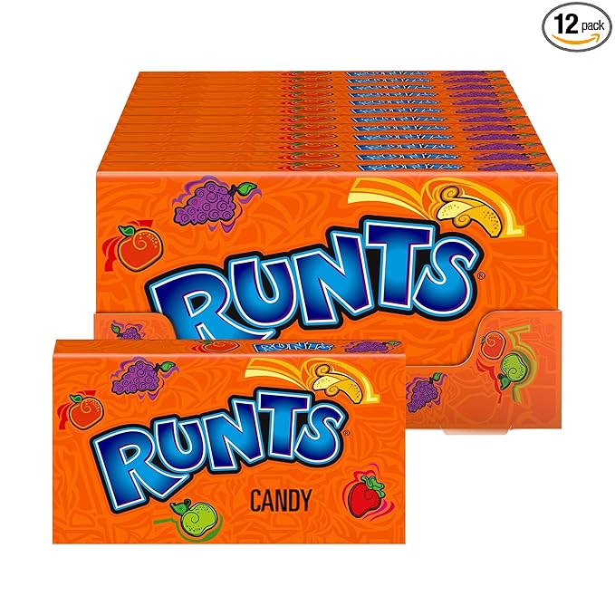 Wonka Runts Hard Fruity Candy 5 Ounce Theater Candy Boxes (Pack of 12)