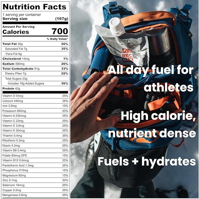 RecPak | 700 Cal 43g Protein Complete Nutrition for Backcountry Athletes | No-Cook Lightweight Liquid Meal for Mountaineering Backpacking Sking Hunting |Just Add Water &amp Go I Coffee (6-Pack)