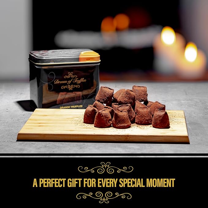 Dream of Truffles - Cocoa Powdered Orange Truffles | Zesty Orange Flavor | Smooth &amp Creamy | Dark Cocoa Dusted Candy Truffles in a Premium Gift Box | Made in Sweden | 200g