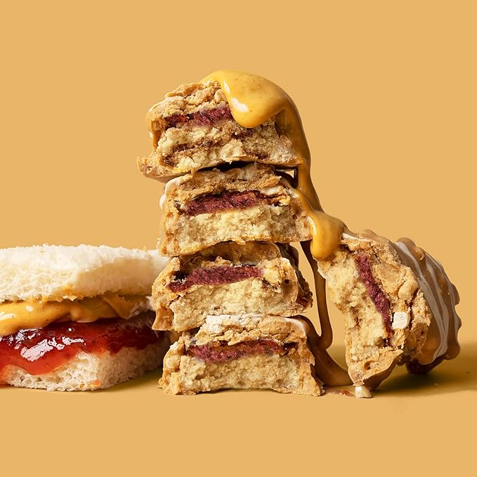 FITCRUNCH Full Size Protein Bars 6-Layer Baked Bar 2g of Sugar Gluten Free &amp Soft Cake Core (12 Bars Peanut Butter and Jelly)