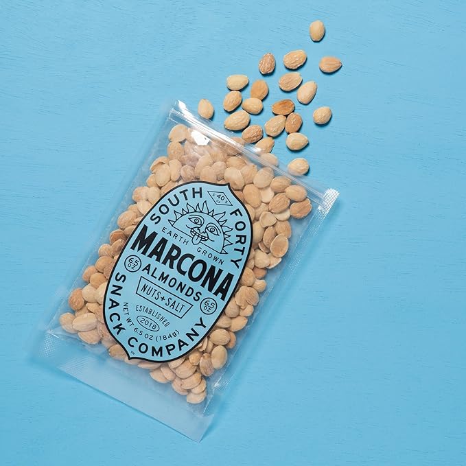 South 40 Snacks Dry Roasted Salted Marcona Almonds (6.5oz bag pack of 4)