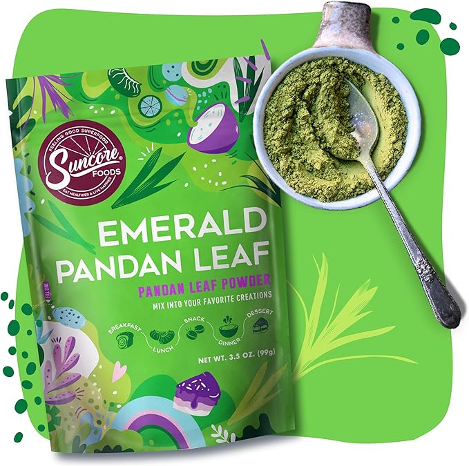 Suncore Foods Emerald Pandan Leaf Powder Natural Green Food Coloring Powder Gluten-Free Non-GMO 3.5oz 1 Pack