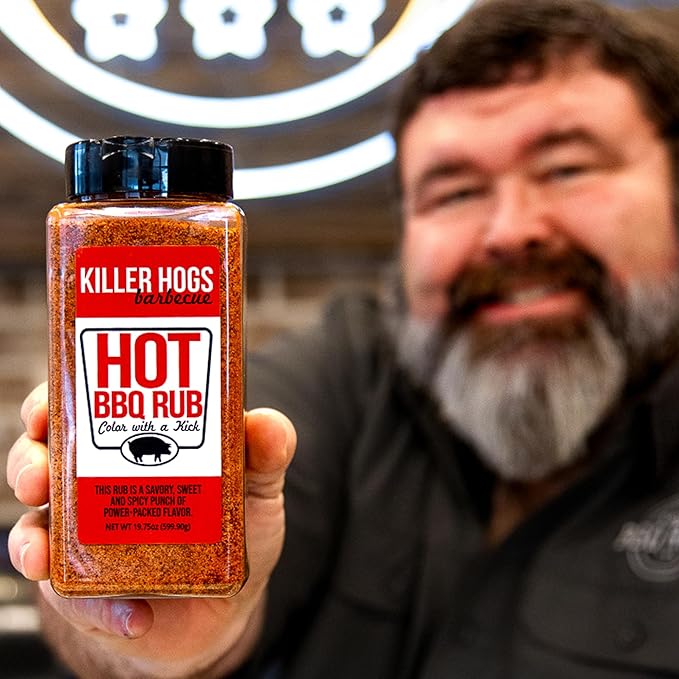 Killer Hogs HOT BBQ Rub | Championship Grill Seasoning for Beef Steak Burgers Pork and Chicken | 19.8 oz