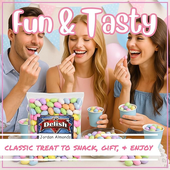 Assorted Jordan Almonds Pastel Colors by Its Delish 10 LBS Bulk | Sugared Almond Nut with Sweet Hard Candy Coating - Wedding Favors Bridal Baby Showers Party Buffet Confetti Candies - Vegan &amp K