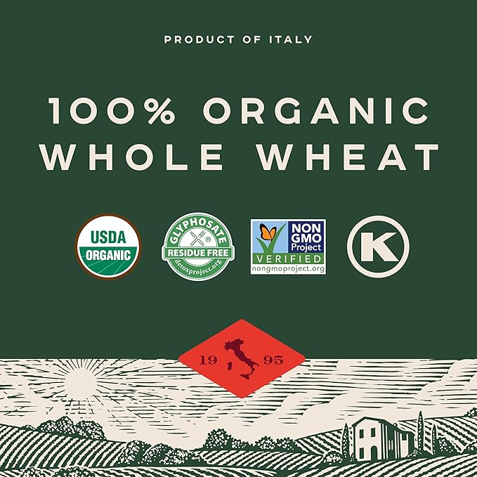 Bionaturae Spaghetti Pasta Noodles - Whole Wheat Pasta Kosher Certified High Protein Non-GMO USDA Certified Whole Wheat Spaghetti Spaghetti Pasta Organic Crafted in Italy - 16 Oz 6 Pack