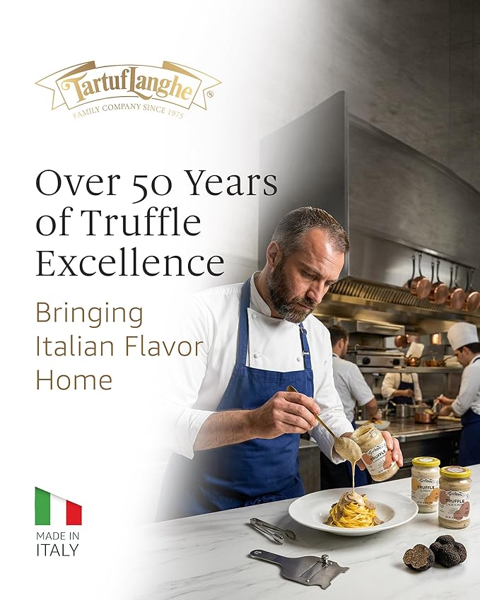 TartufLanghe Cacio e Pepe Truffle Sauce - Authentic Italian Pasta Sauce with Black Truffle &amp Pecorino Romano Cheese for Risottos Gnocchi Ravioli Imported from Italy - 10.05 oz