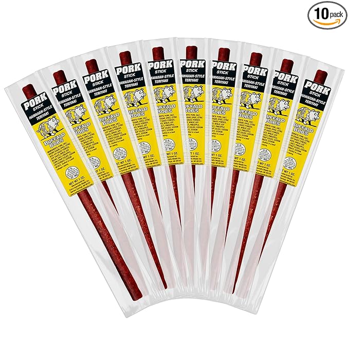 Buffalo Bob's Wild Game Meat Snack Stick - Hawaiian Style Pork Stick 10 Pack