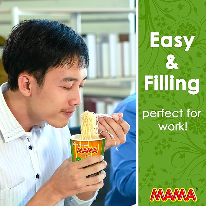 MAMA Noodles PORK Instant Cup of Noodles with Delicious Thai Flavors Hot And Spicy Noodles with Pork Soup Base No Trans Fat with Fewer Calories Than Deep Fried Noodles (Pork Flavor 6 Pack)