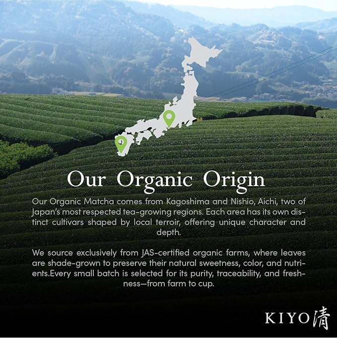 Kiyo Matcha Organic Classic Grade Chiba No Shiro Matcha - Pure Japanese First Harvest Organic Ceremonial Grade Matcha Green Tea Powder from Kagoshima Japan (40g/1.41oz)