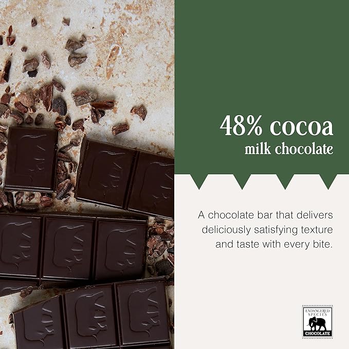 Endangered Species 48% Cocoa Coconut &amp Almonds Milk Chocolate Bar Non GMO 3 Ounces (Pack Of 12)