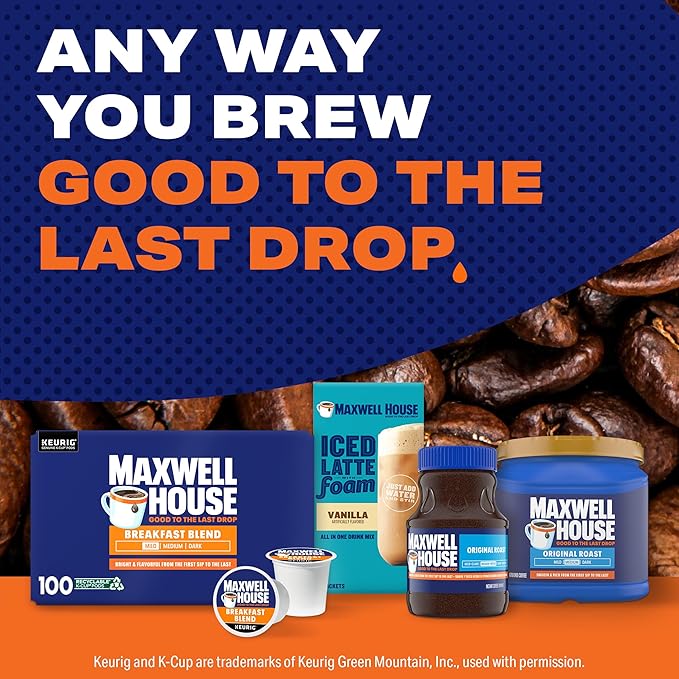 Maxwell House Breakfast Blend Mild Roast K-Cup Coffee Pods 100 ct Box
