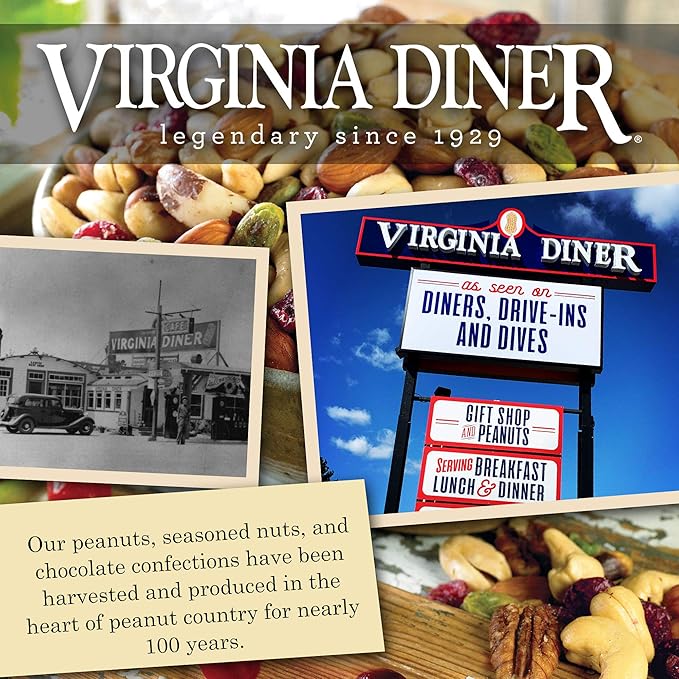 Virginia Diner Red Skin Virginia Peanuts - Gourmet Peanuts Non-GMO Preservative Free from Virginia Since 1929-36 Oz Can