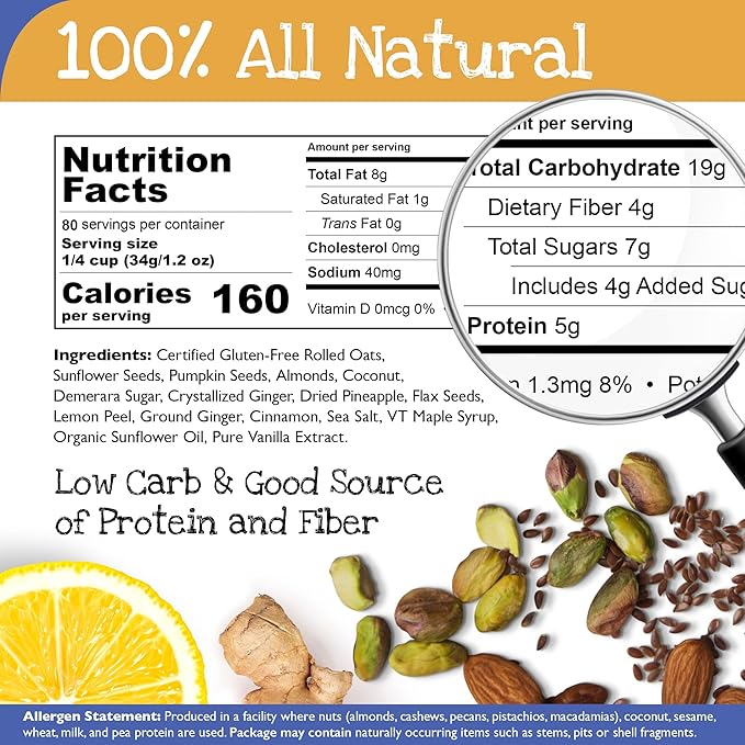 True North Granola – Ginger Lemon Granola with Pineapple and Almonds Gluten Free Vegan All Natural and Non-GMO Bulk Bag 5 lb.