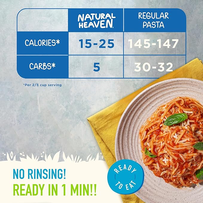Natural Heaven Hearts of Palm Spaghetti 3-Pack + White Rice 3-Pack – Low-Calorie Keto &amp Gluten-Free Food Vegan 9 Oz Ea