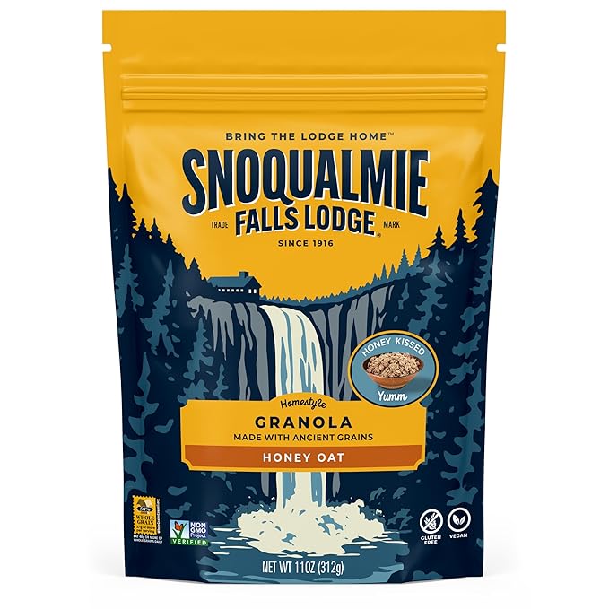 Snoqualmie Falls Lodge Honey Oat &amp Blueberry Granola Variety Pack Made with Real Honey Whole Grain Oats &amp Ancient Grains (11 Oz 2 Ct.) (Variety Pack)