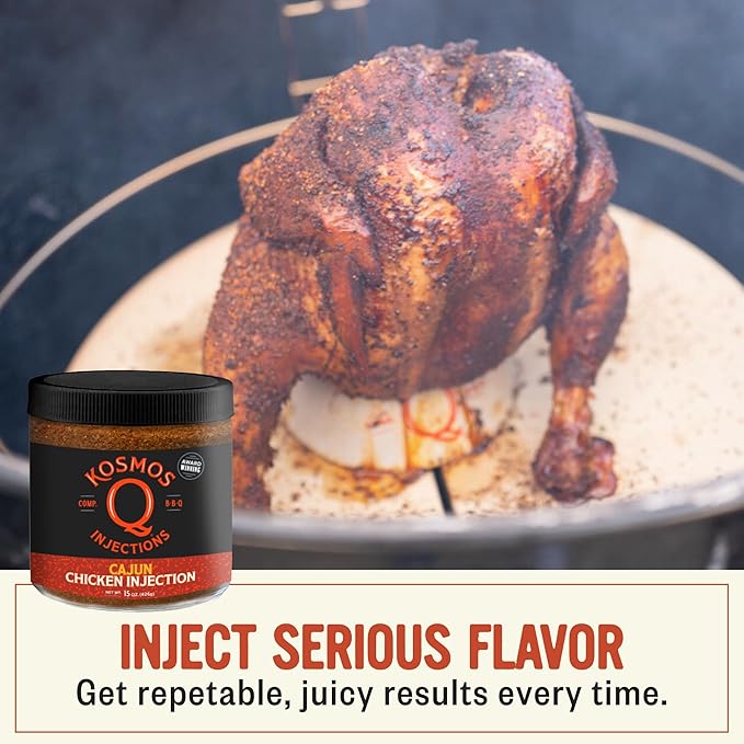 Kosmos Q Cajun Chicken Injection Award-Winning Cajun BBQ Marinade for Whole Chicken Wings Roasted and Smoked Meats Juicy Flavor with Salt &amp Spice Blend 15 Oz Jar