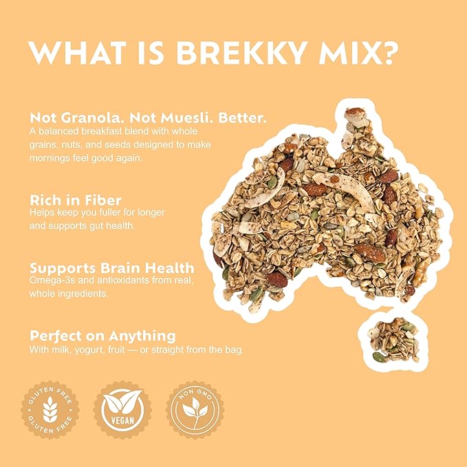 Brekky Mix Granola | Low Sugar Breakfast Granola | No Refined Sugar No Seed Oils No Artificial Ingredients | All Natural Healthy Granola Cereal | 12oz (Choose Your Flavor) (1 Original)