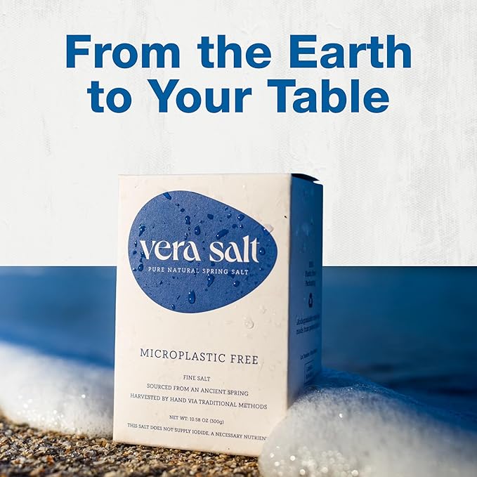 Vera Salt Fine Spring Salt – 300g Pack – Hand‑Harvested White Crystals from Spain – Fine Texture with Natural Minerals - Plastic-Free Packaging - Microplastic-Free Salt