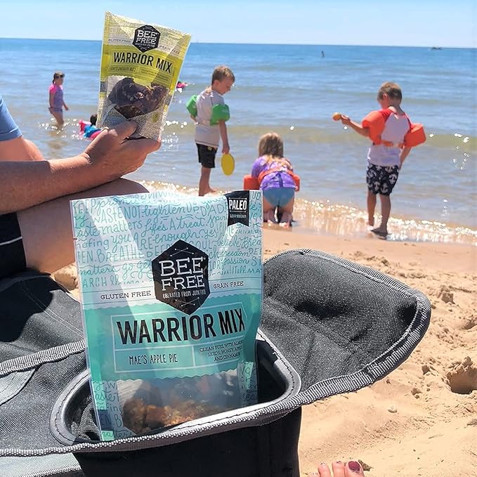 BeeFree Warrior Mix Gluten Free Granola - Chunky Granola Bites | Paleo Granola Low Carb Grain Free Preservative Free Oat Free | Granola for Yogurt Low Calorie Snacks | Mae’s Apple Pie 9 Ounce Ba