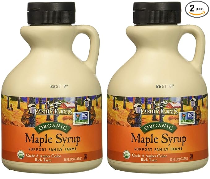 Coombs Family Farms Organic Maple Syrup Grade A Amber Color Rich Taste 16 Fl Oz(2-Pack)