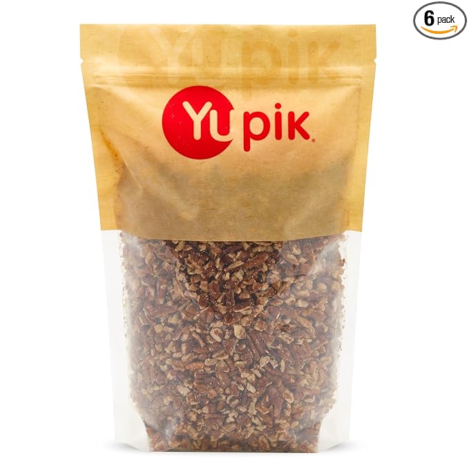 Yupik Raw Pecans Medium Pieces 2.2 lb (35.2 oz) Pack of 6 Kosher Gluten-Free Vegan Chopped Crunchy Nuts Unsalted Unroasted Source of Fiber Healthy Snacks Ideal for Baking &amp Cooking