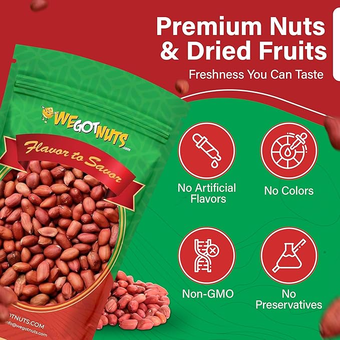 Raw Red skin Peanuts  USA Grown (Unsalted) 5LB Bag Bulk (80oz) - We Got Nuts