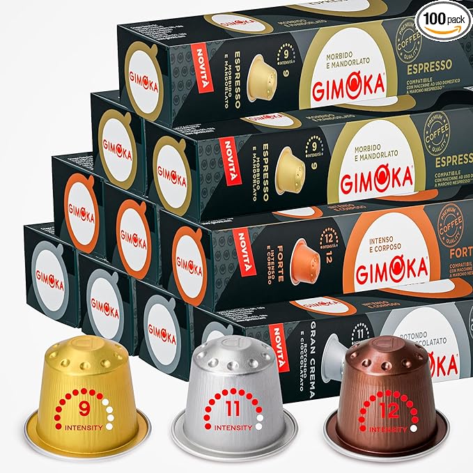 GIMOKA PREMIUM BLENDS Coffee Capsules Compatible with Nespresso Machines 100 Count - VARIETY PACK Italian Espresso Pods.