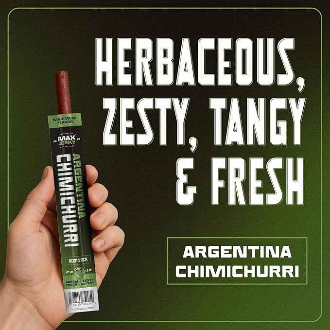 MaxJerky Argentina Chimichurri Beef Sticks – Herb-Seasoned Gourmet Jerky Snack – High Protein Low Calorie Gluten Free Snack - 10 Ounces