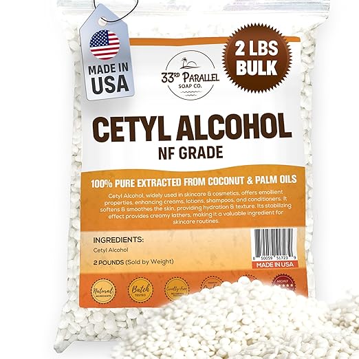 Cetyl Alcohol NF Grade (2 lbs / 32 oz) 100% Pure Extracted from Coconut &amp Palm Oils. Premium Granules Cetyl Alcohol for Lotion Making Creams Scrubs Shampoos Conditioners Moisturizers | 2 Poun