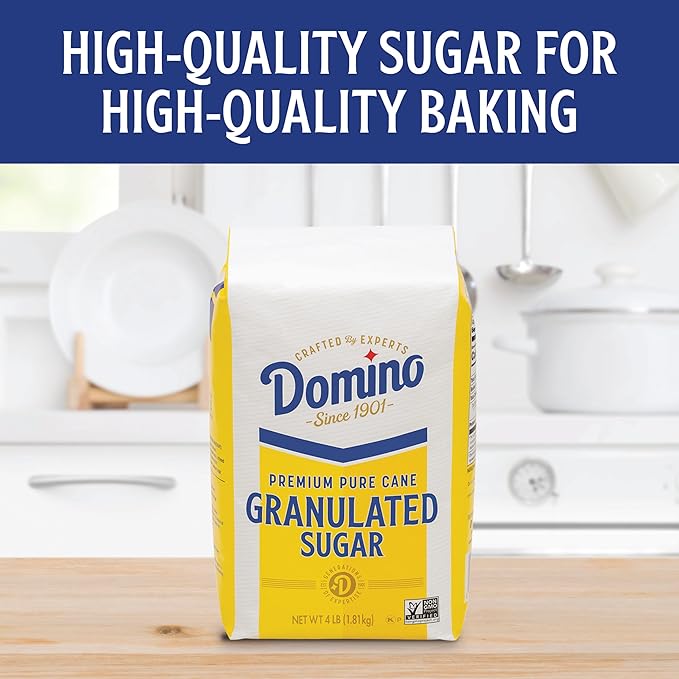 Domino® Granulated Sugar 4 lb Bag of Premium Pure Cane Sugar (Pack of 2) with Bonus Brand Recipe Card