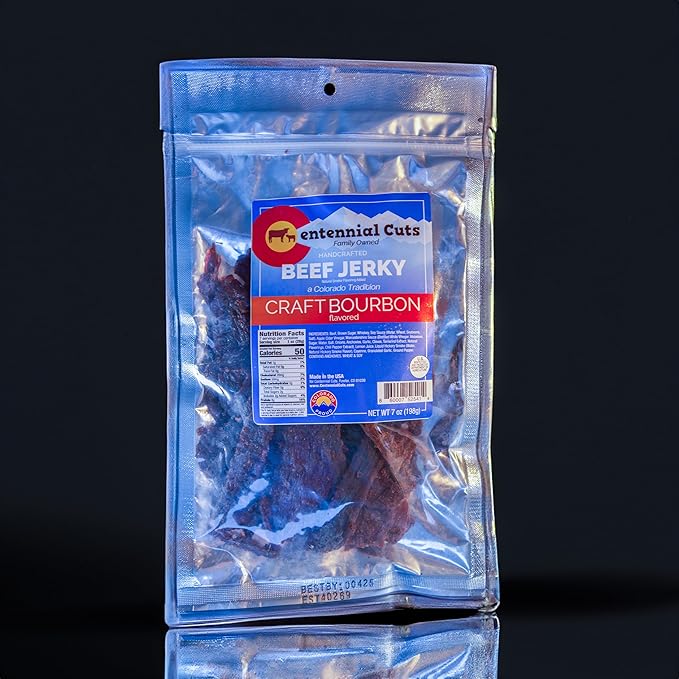 Centennial Cuts Beef Jerky – Craft Bourbon – High Protein Sweet &amp Savory Bourbon Flavor – 7 oz Snack