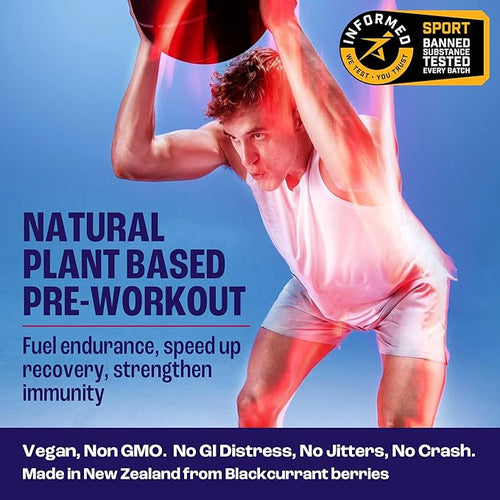 2before Blackcurrant I All Natural Vegan Pre Workout with 120mg Caffeine I Clean Energy Endurance Recovery I Pre Workout Women and Men I 10 x Individual Packets I Informed Sports Certified