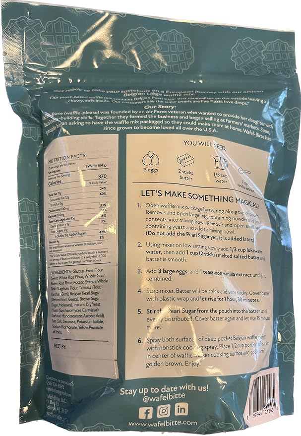 Wafel-Bitte Gluten-Free Belgian Liege Waffle Mix with Imported Belgian Pearl Sugar - 19.2 Ounce (Pack of 1)