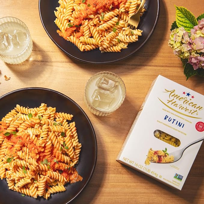 AMERICAN HARVEST Rotini Pasta Enriched Durum Wheat 16 oz (12 Pack) | Made in America Non-GMO Fast-Cook Pantry Staple | 100 Years of Pasta-Making Expertise