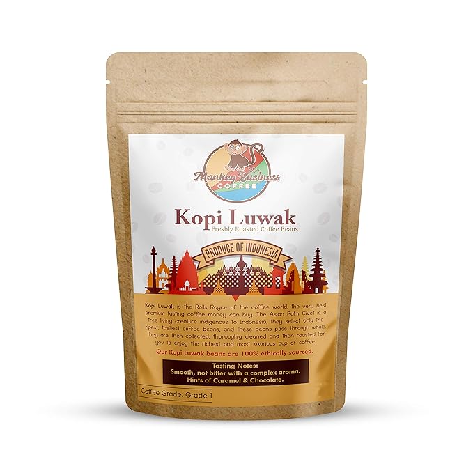 Monkey Business Coffee - Wild Kopi Luwak Coffee Ground Beans - Sustainably Sourced (from Indonesia) - 176oz (5kg)