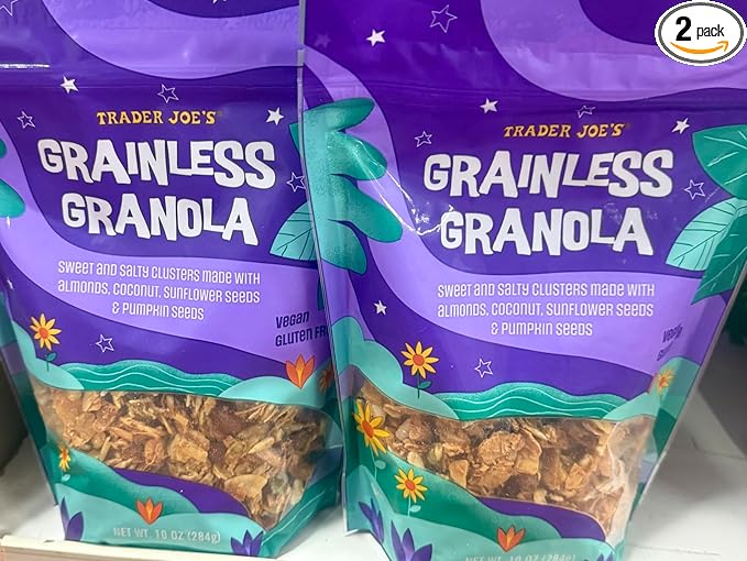 Trader Joe's Grainless Granola Sweet and Salty Clusters with Almonds Coconut Sunflower Seeds Pumpkin Seeds Vegan Gluten Free 10 oz
