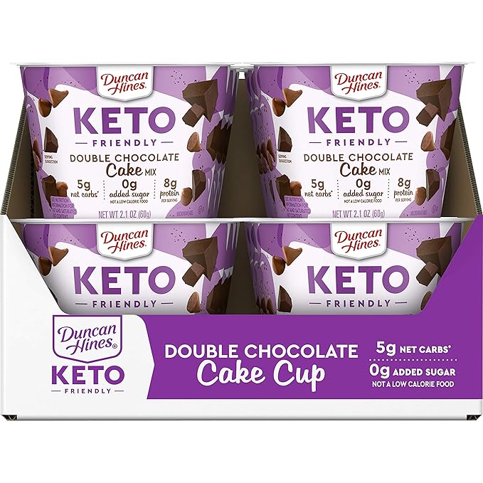 Duncan Hines Keto Friendly Double Chocolate Cake Mix 2.1 Keto Friendly Double Chocolate Cake Cup 25.2 Ounce (Pack of 12)