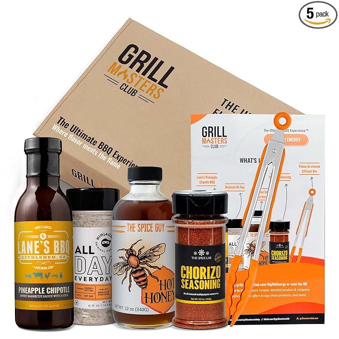 Grill Masters Club The Grate Tailgate BBQ Box | Premium BBQ Spices Sauces and Seasoning for the Ultimate Grill Master | Essential for Cooking Grilling and Smoking | Perfect Grill Gift for Men &amp