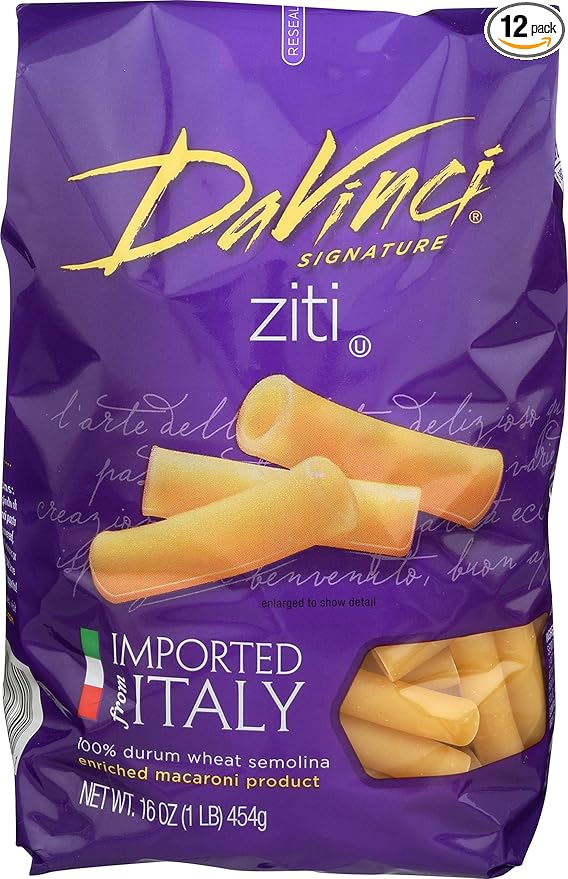 DaVinci Signature Cut Ziti 16 Ounce Resealable Bags (Pack of 12)