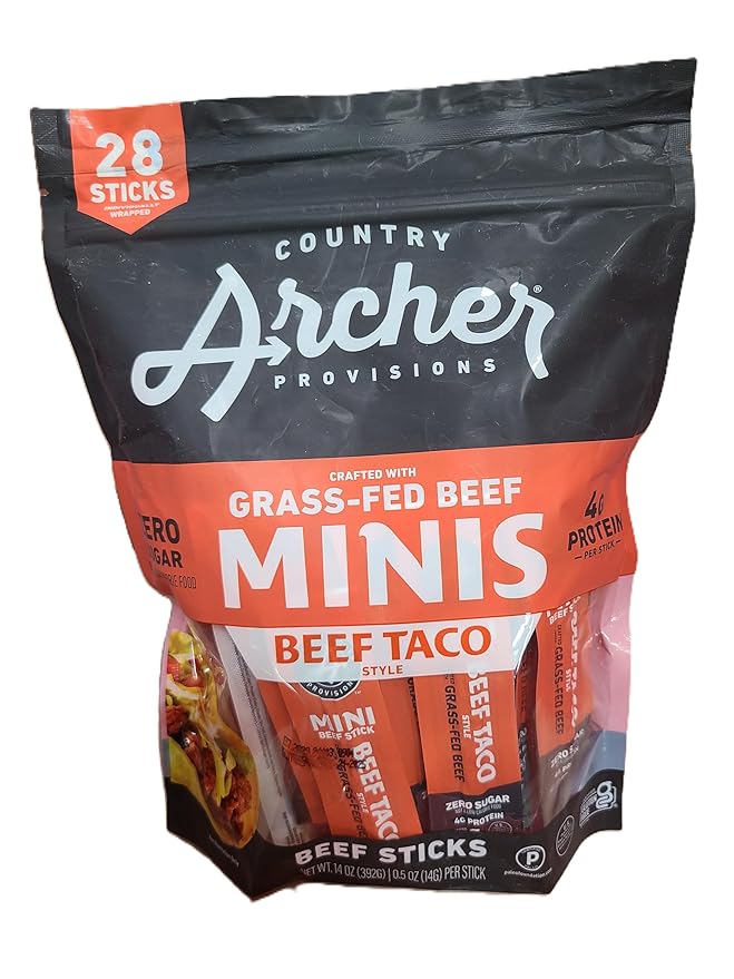 Country Archer Mini Beef Sticks Beef Taco 28 Sticks