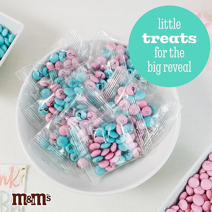 M&ampM'S World Gender Reveal Favors Milk Chocolate Candy .75oz 20 Pack Bag with Light Blue and Pink M&ampM'S for Baby Showers Gender Reveal Events and Party Giveaways